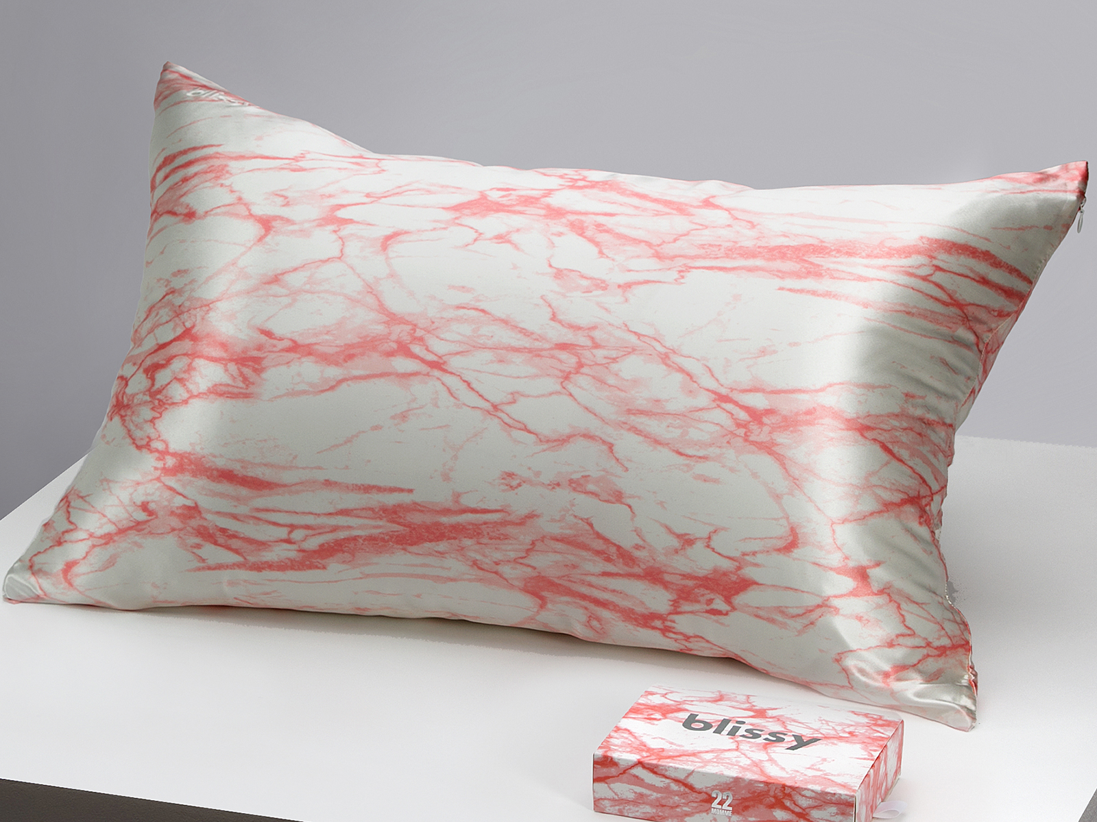 Blissy Standard 100% Mulberry Silk Pillowcase | Wht Marble
